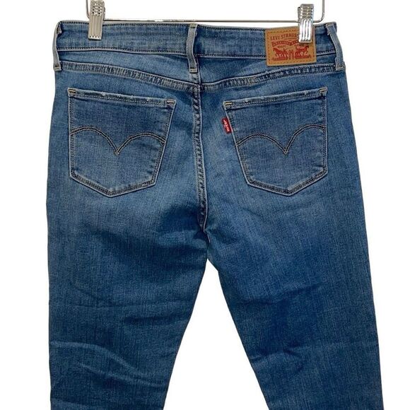 Levi’s 711 Skinny Cropped Denim Jeans Distressed Stretch  Medium Wash Size 28 - Picture 4 of 10